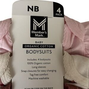 Member's Mark Baby Organic Cotton Bodysuits - Pink and Cream